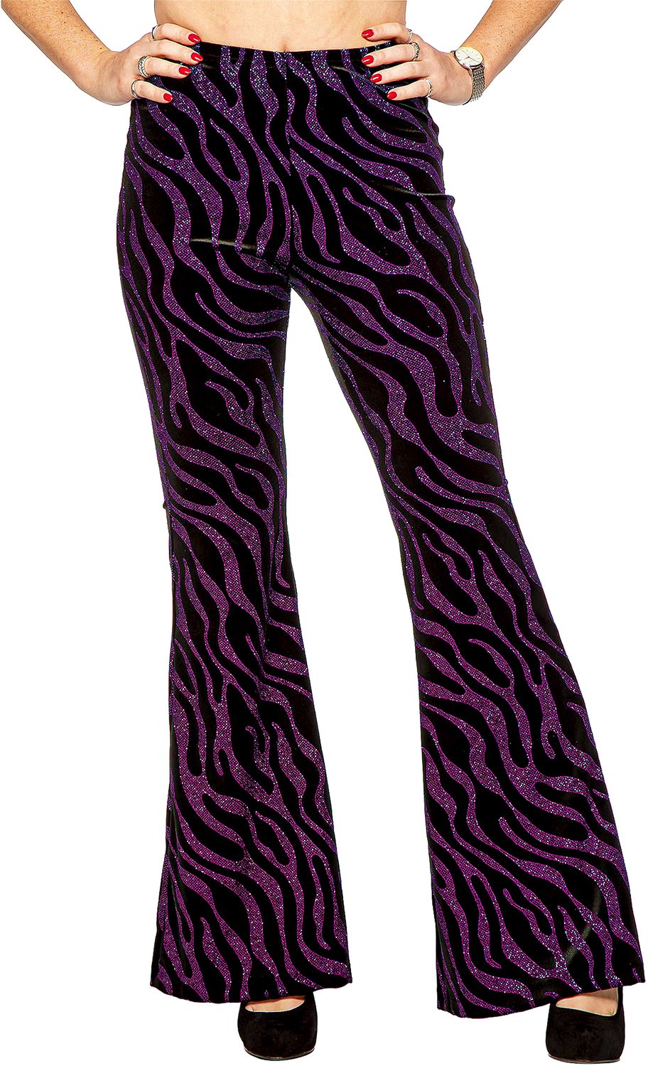 Party Glitter Broek Velvet Waves Neon Pink - Maat M - 38/40