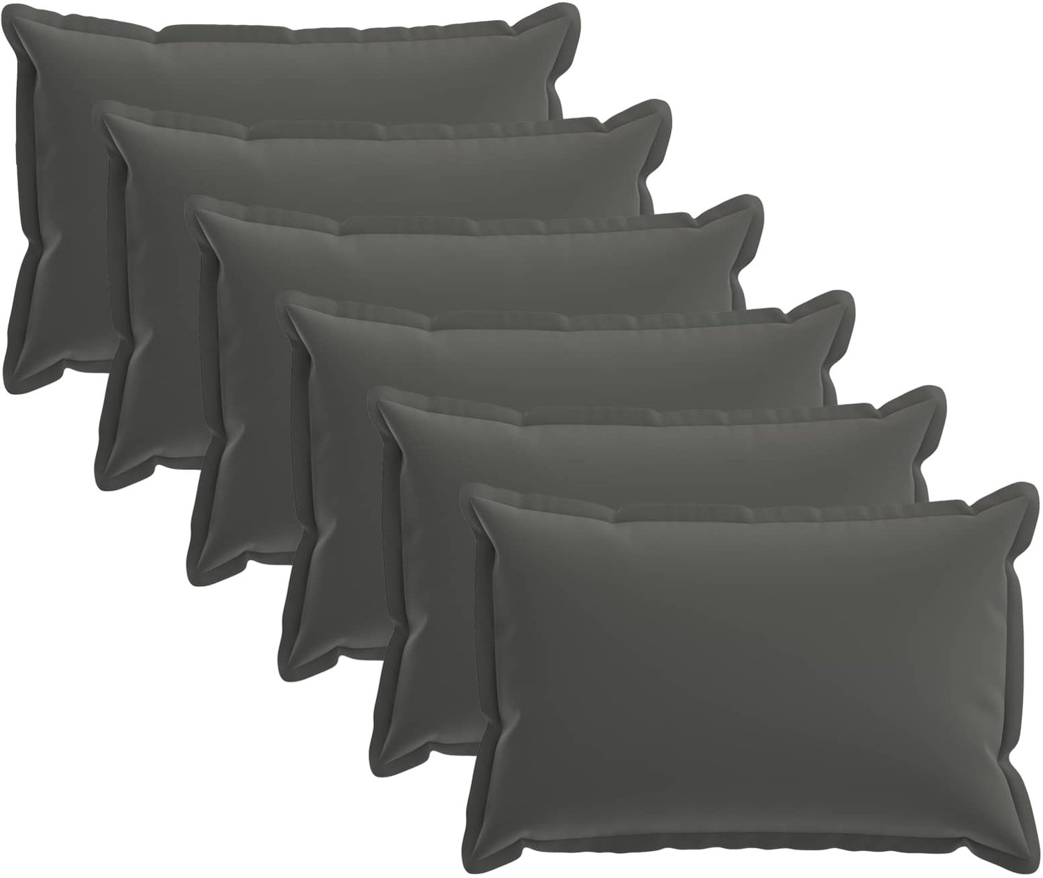 vidaXL Dekenkussen - 6 - st - HOUTEN - Antraciet - 40 - x - 60 - cm - Polyester
