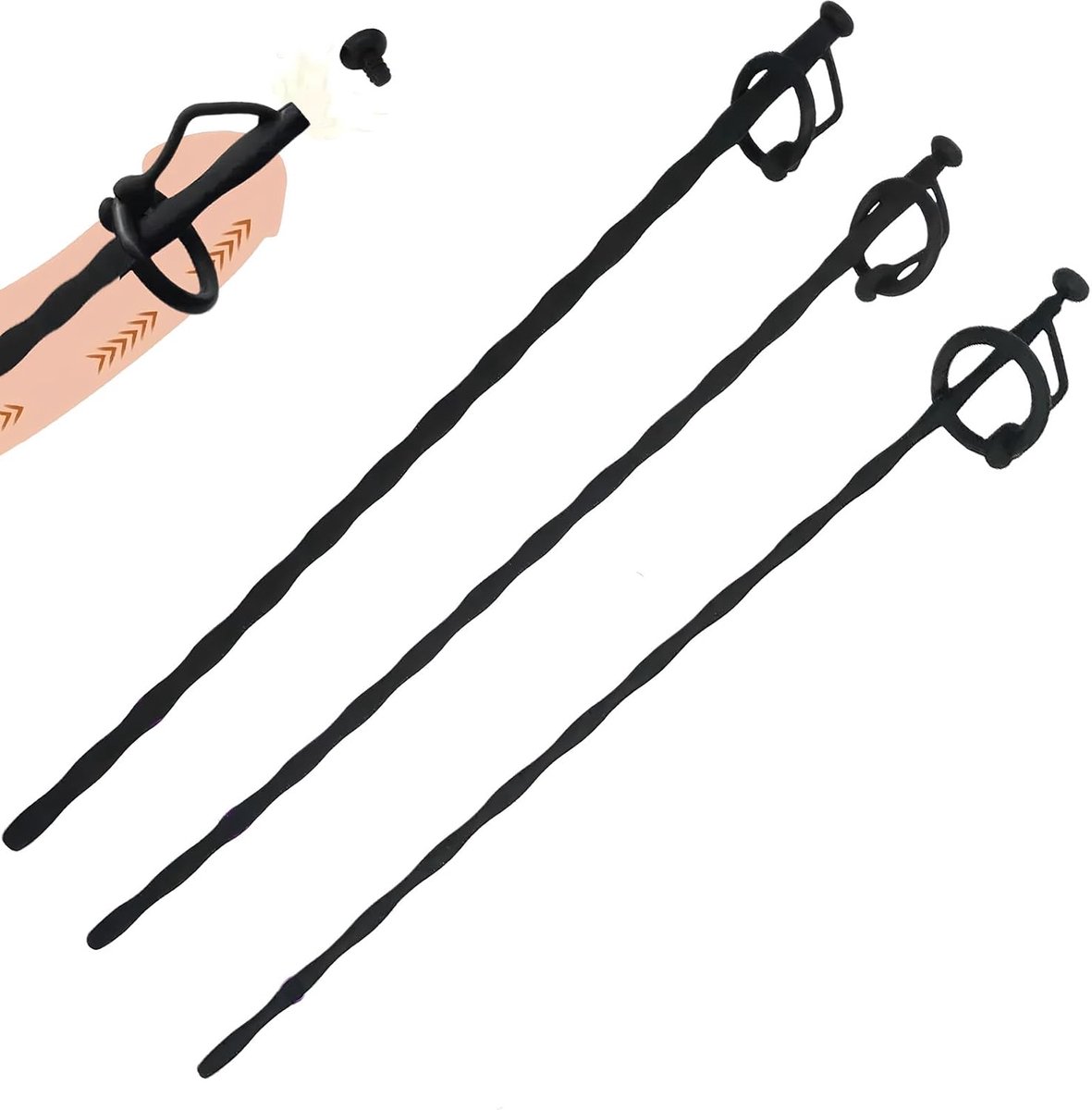3-delige Siliconen Penis Plug Set voor Mannen – Extra Lange Holle Urethra Dilators, Zachte Flexibele Katheterstaven voor Mannelijke Stimulatie, Urethra Rekking en Volwassen Plezier