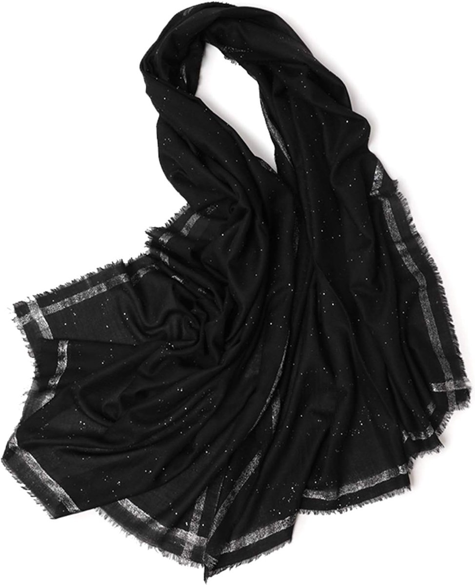 Sjaal, Omslagdoek Dames, Luxe Mode, Sjaals, Damesmode, Pailletten, Rachel Glitter Zwart - Design, Made in Germany