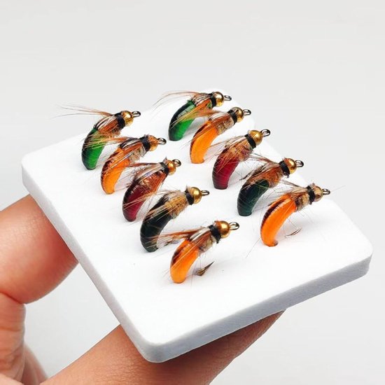 Natte vliegen, nimfen en muggen, vliegenbox voor forel, baars, regenboogforel en zalm, visaas — afbeelding 5