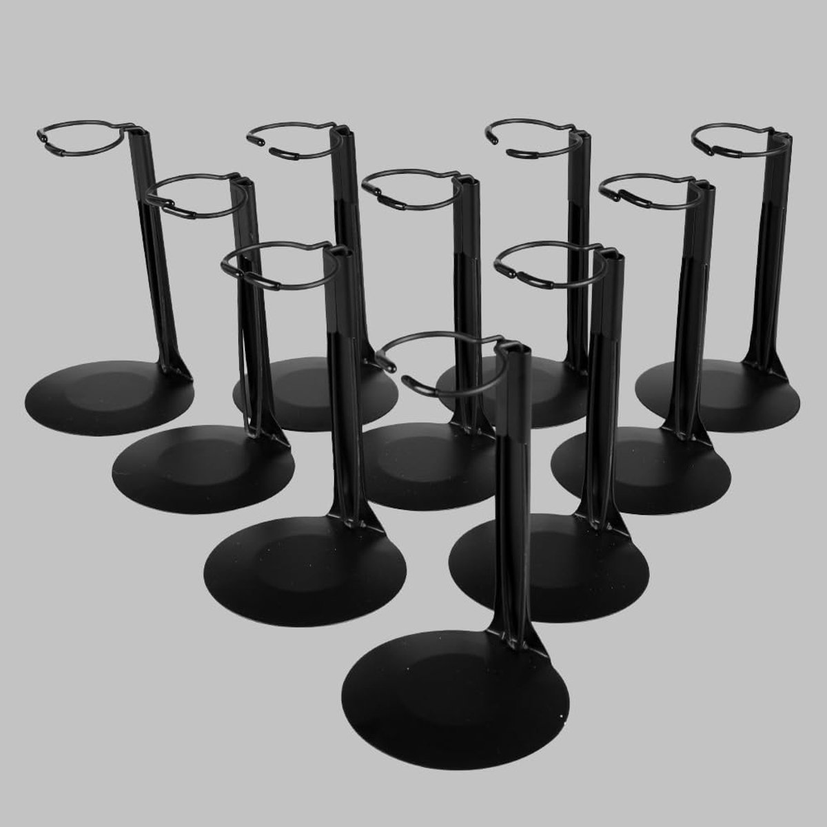 10 stuks poppenstandaard - actiefiguurstandaard met uitbreidbaar tailledraad voor poppen van 20,3 - 35,5 cm, metaal, zwart