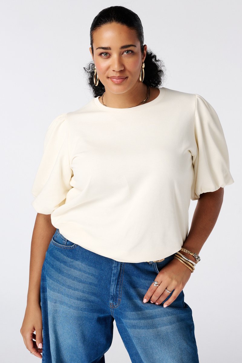 MS Mode Top Sweater met korte pofmouwen