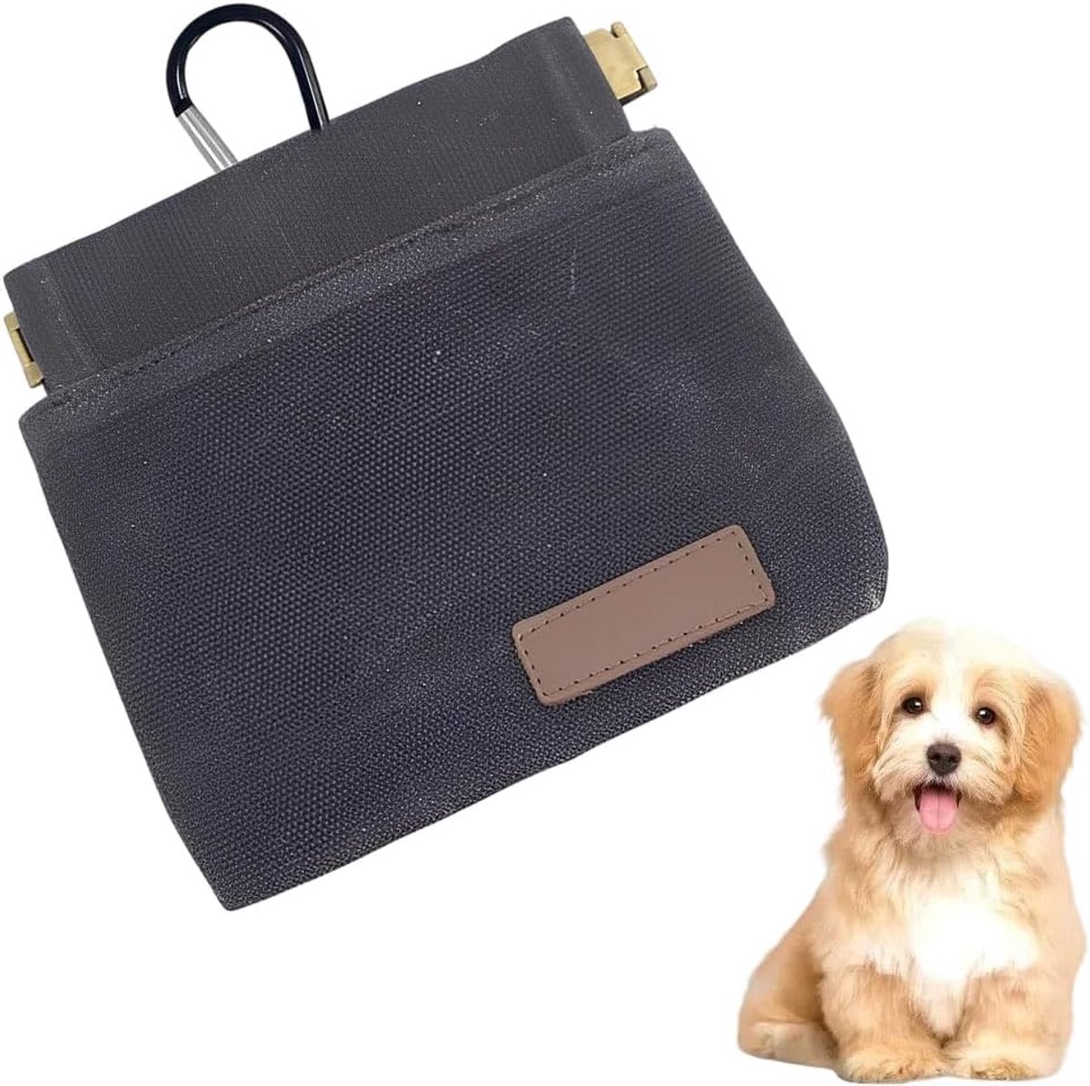Traktatietas honden training - zwart - met karabijnhaak - handen vrij tijdens training - ShopVlot