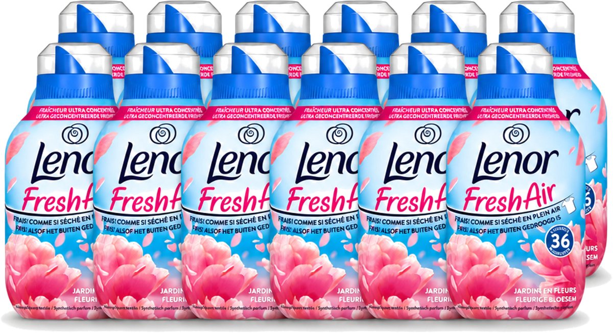 12 x Lenor - Wasverzachter - Fresh Air - Fleurige Bloesem - 36 Wasbeurten - Voordeelverpakking - 12 stuks