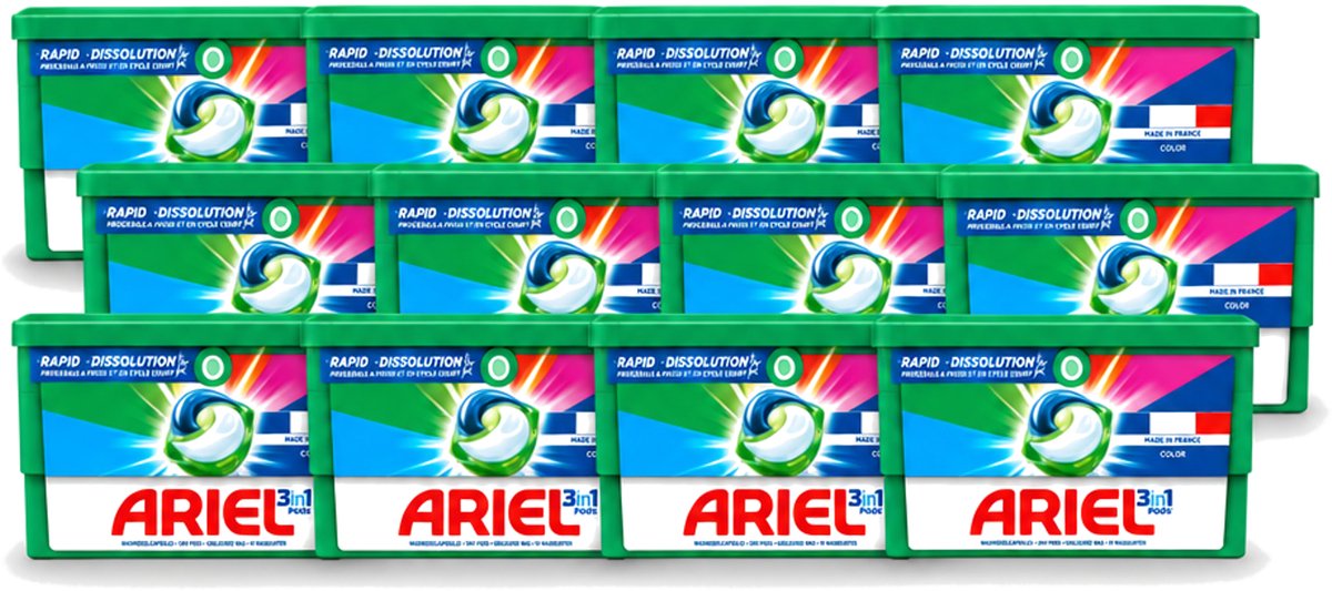 12 x Ariel Color - Wasmiddelcapsules - 3in1 Pods - Gekleurde Was - 19 Wasbeurten - Voordeelverpakking - 12 stuks