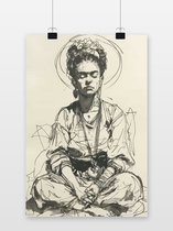 Frida Kahlo Poster - Tekening - Portret - Klassiek - Historisch - Creatieve - posters - formaat 50x70cm - Wanddecoratie - S3152