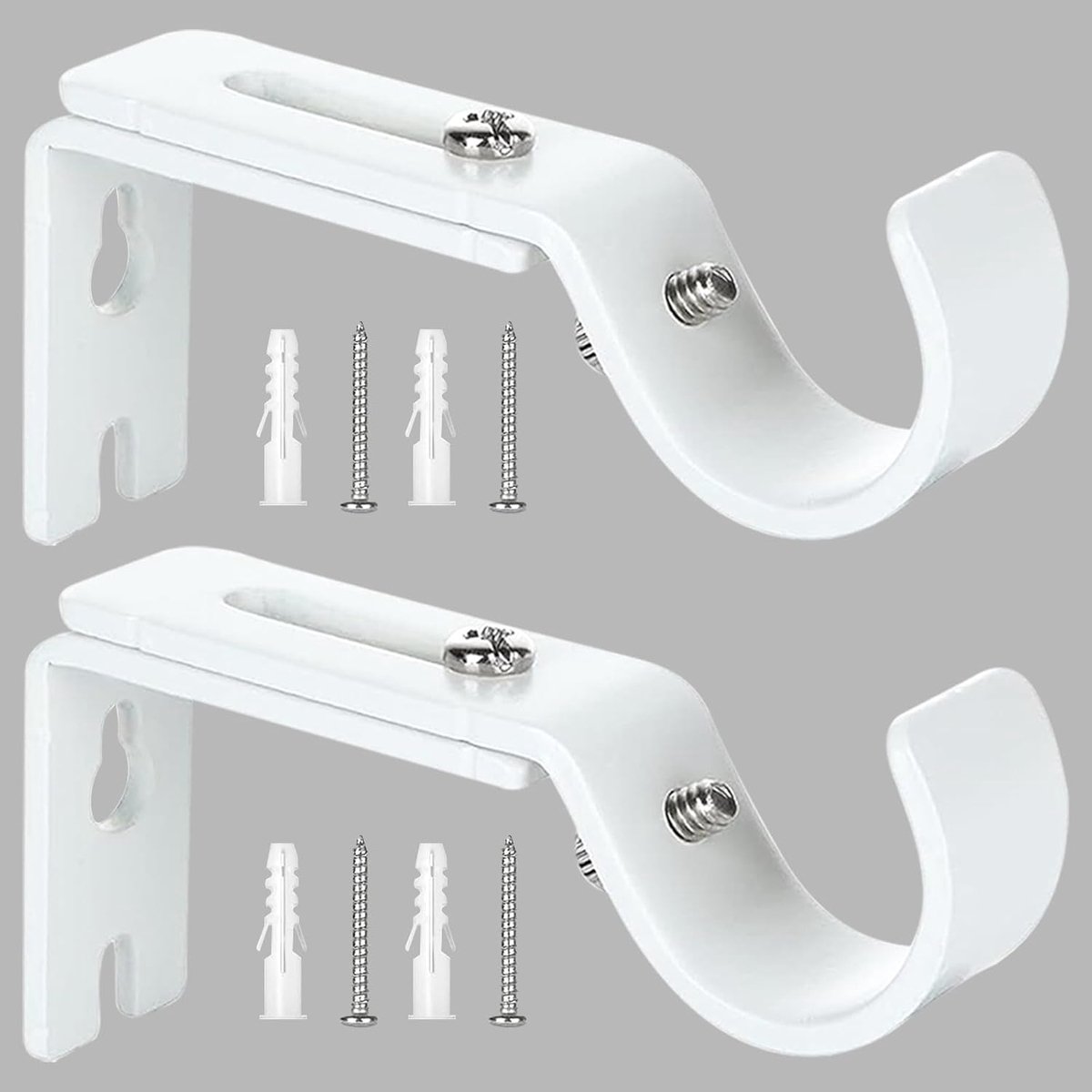 SnelShoppen - Curtain Rod 2 Stuks Verstelbare Houders voor Gordijnen, Metalen Wandsteunen, Haakjes voor Gordijnen, Geschikt voor Gordijnstangen tot 2-