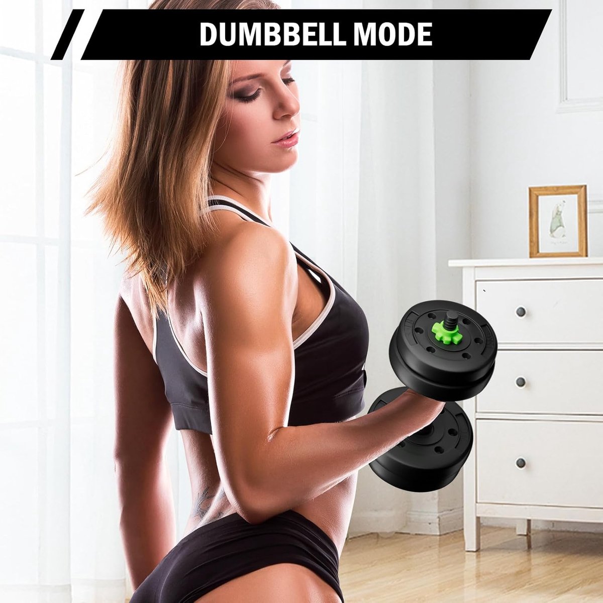 SnelShoppen - Dumbbell Set Gewichten Verstelbaar 10kg (5kg*2) 3 in 1 Halters met Barbell Link voor Thuis Fitness en Krachttraining voor Mannen en Vrou