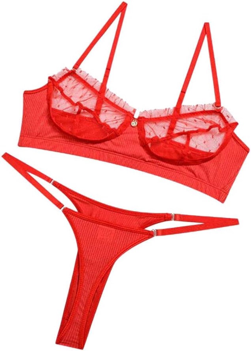 Dames Lingerie Sexy G-String Perspectief Kanten Ondergoed Set