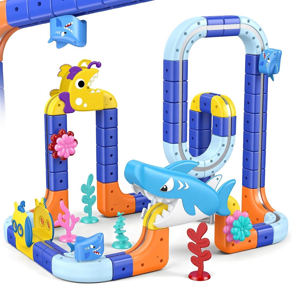 Trein Clickrail, speelgoed voor kinderen van 3, 4, 5, 6, 7, 8 jaar, jongens, meisjes, doe-het-zelf, kubus, track, oceaanthema, origineel, voor kinderen