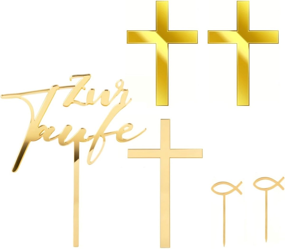 2 Kleine Kruisen, 1 Woordbord, 2 Vissen, 1 Groot Kruis, Versieringen Rond Het Thema Communie, Religieuze Rituele Voorwerpen.
