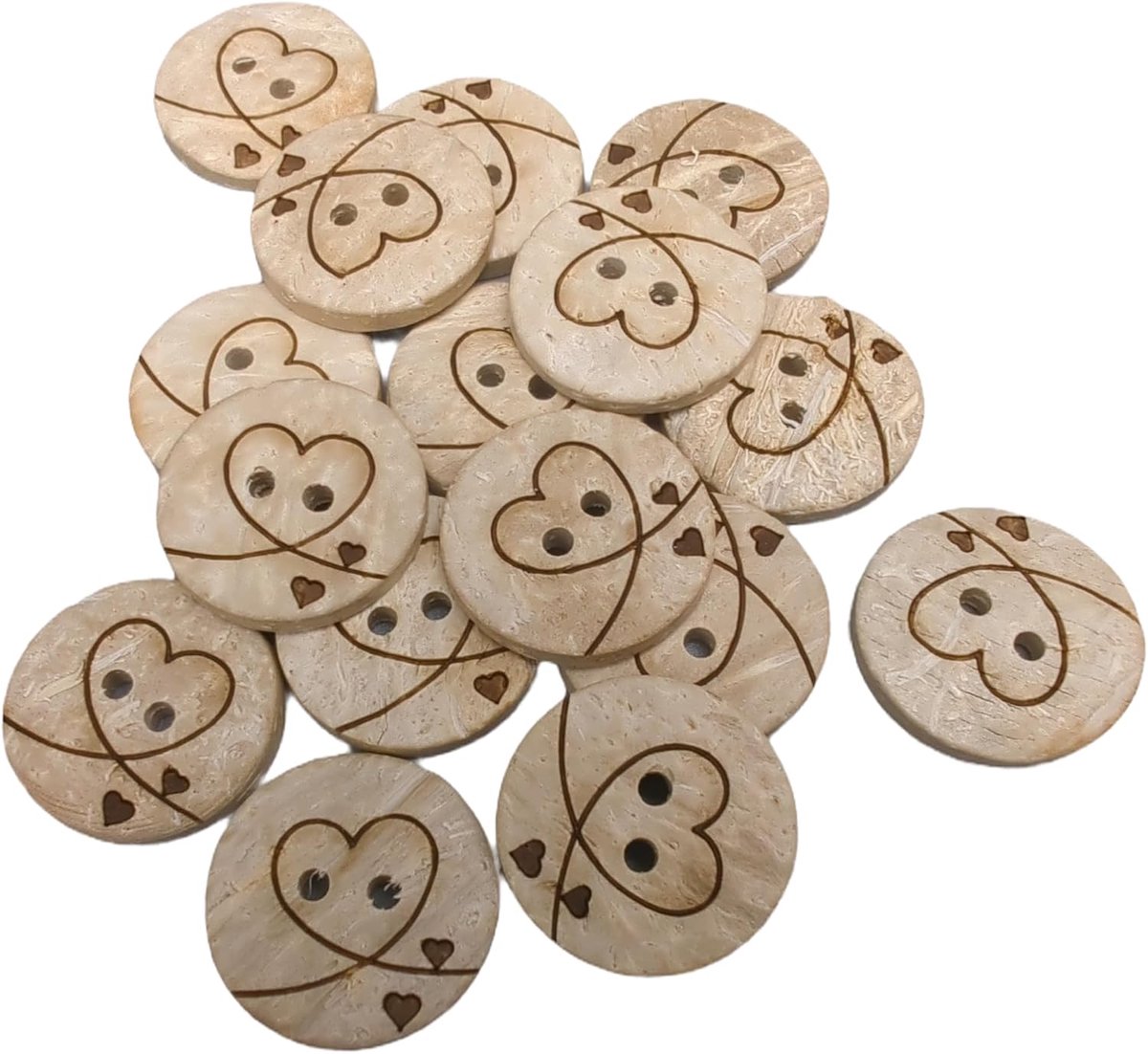 Knopen, klein en groot, lasergravure, origineel voor baby's, 15 mm en 20 mm, 25 stuks, gemaakt en verzonden uit Spanje (hart, 15 mm)