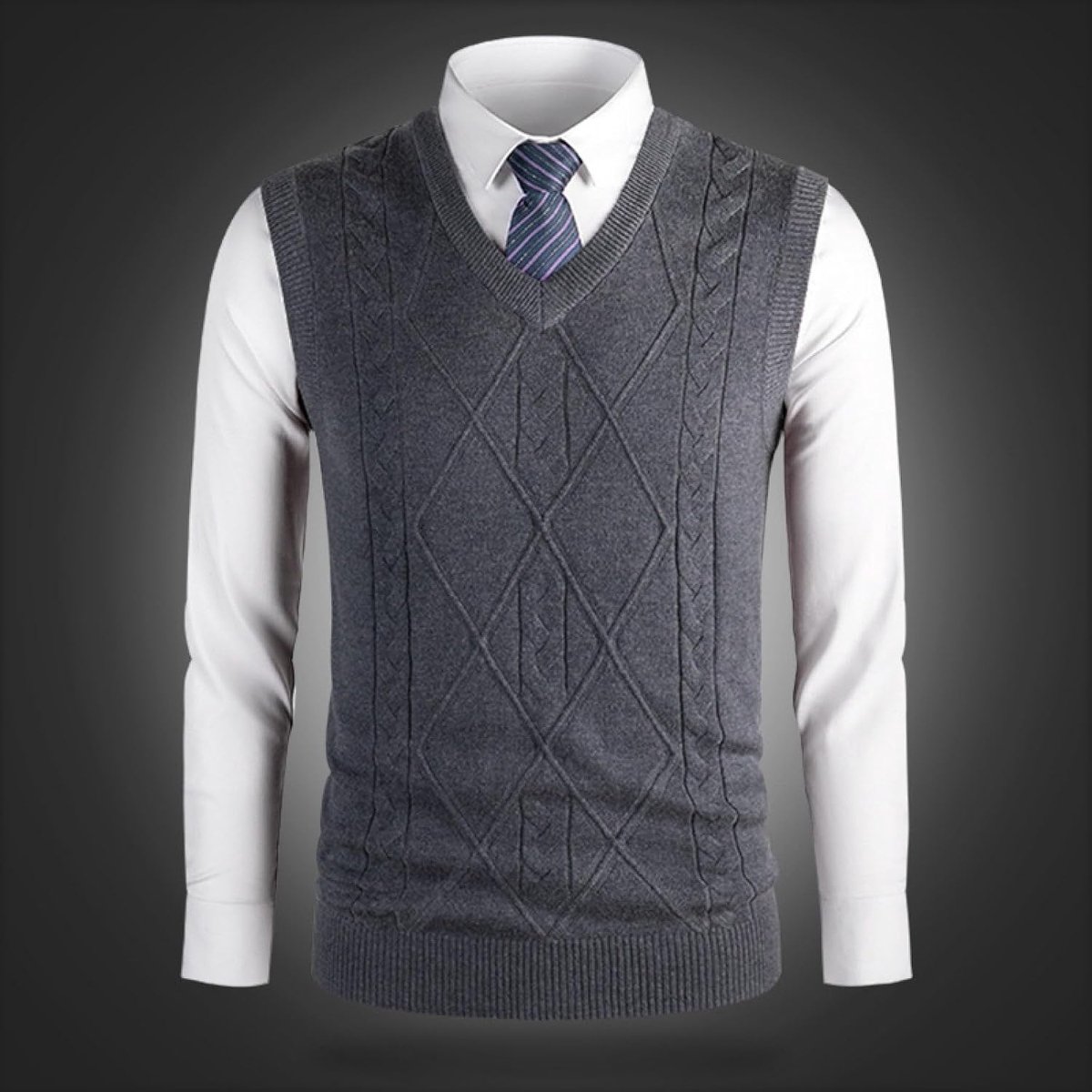 Kasjmier Gemengd Argyle V-Hals Gebreid Vest, Herfst En Winter Klassieke Kleur Bijpassende Casual All-Match Mouwloos Vest Pullover Herenkleding, Gentleman Knitwear Sweater Vest Tank Top