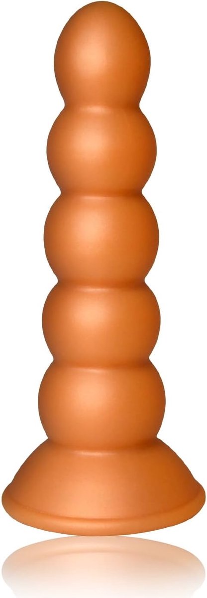 Anale Dildo Buttplug met Zuignap, Zachte Siliconen Anale Plug met 5 Anale Kralen, G-spot Stimulatie, Anale Masturbatie, Anale Dildo Seksspeeltje voor Mannen en Vrouwen (M)