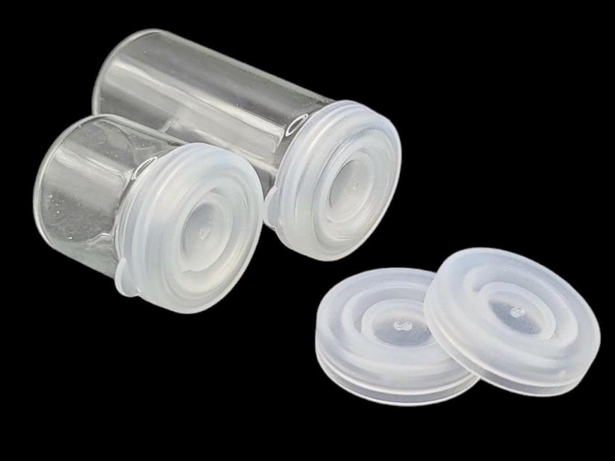 10 stuks 38 x Ø20mm, ca. 7 g/ml helder, rolrandglazen met klikdeksel - ook voor vloeistoffen