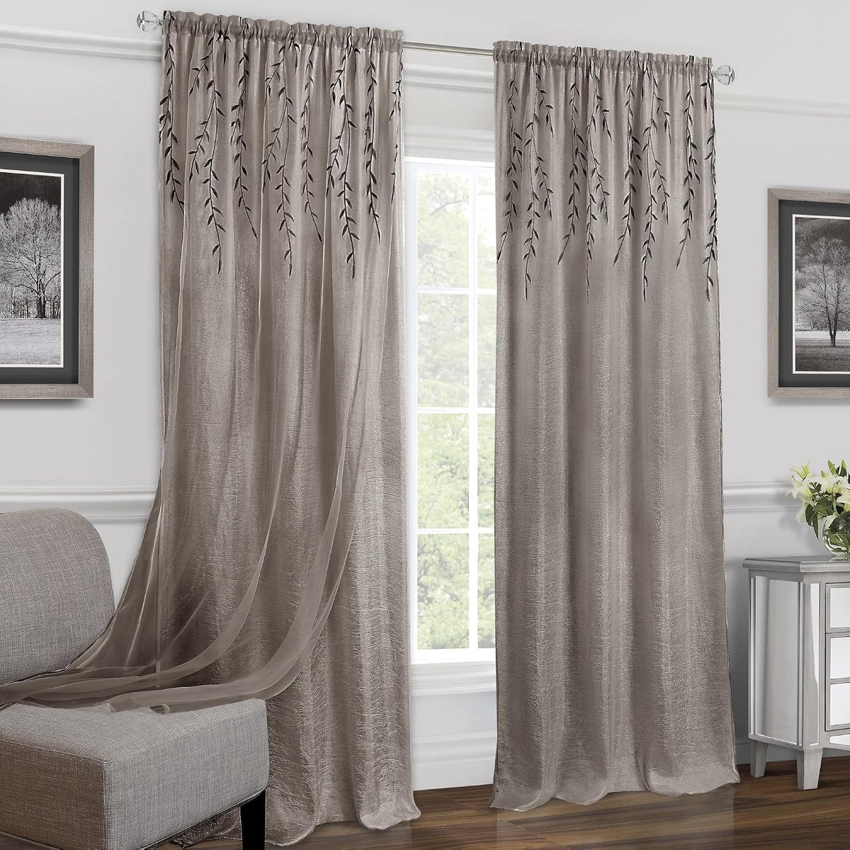 Home Furnishings Willow Rod Pocket venster gordijn paneel, 106,7 cm x 160 cm, Toffee