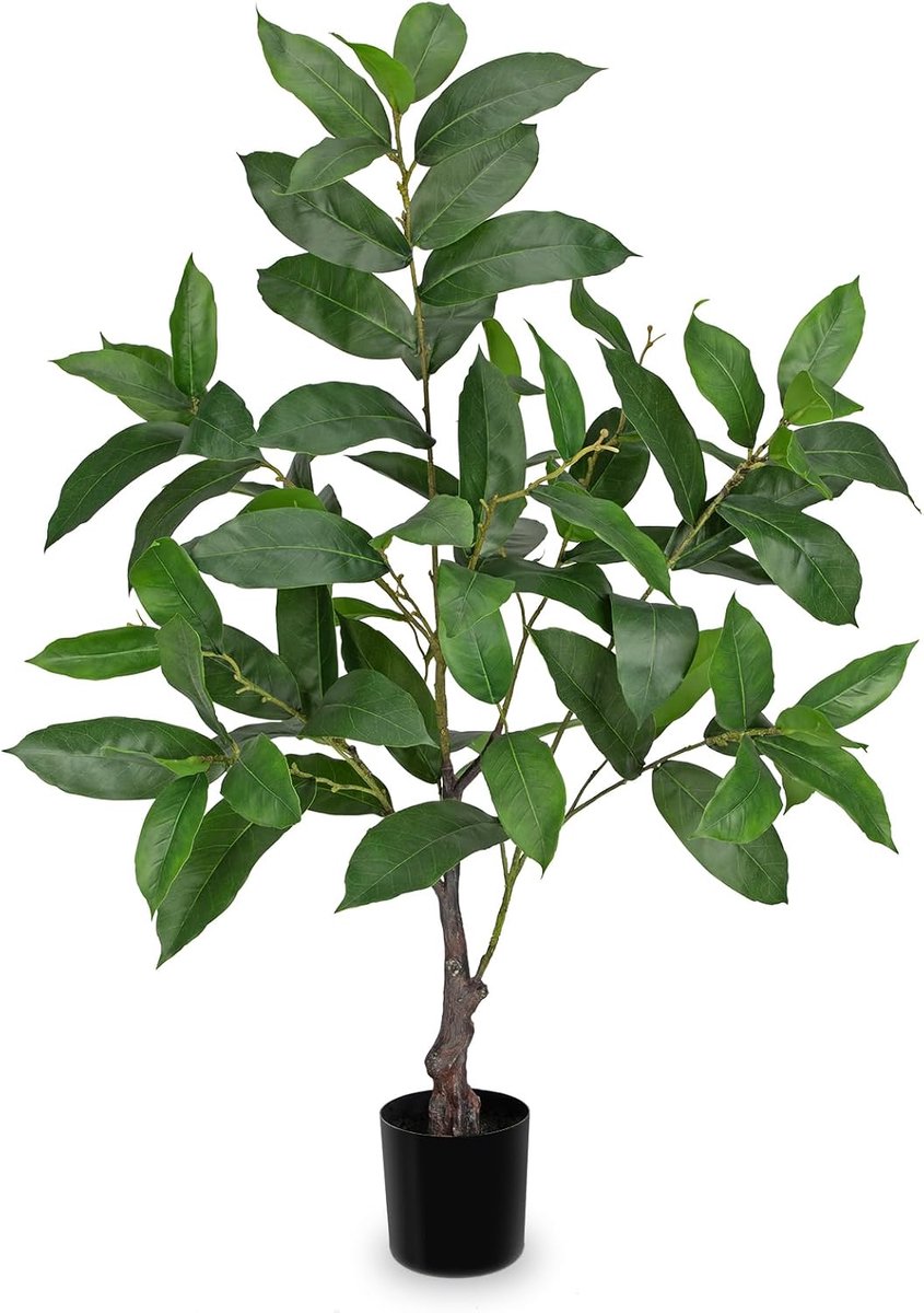 Kunstboom 93 cm, kunstboom in pot, ficus, kunstplanten, grote kamerplanten, lijkt op echte kunstplant, boom, voor binnen, entree, thuis, woonkamer, slaapkamer, kantoor, decoratie
