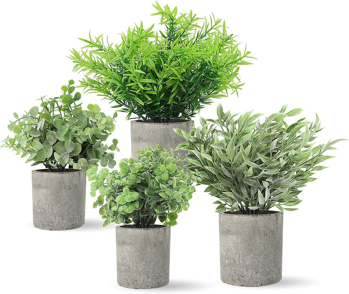 Kunstplanten binnenshuis in betonnen potten, plastic nepgroen potplanten, mini-kunstplanten in pot, mini-kunstplanten voor kantoor, slaapkamer, tafel, bureau, plank, woondecoratie