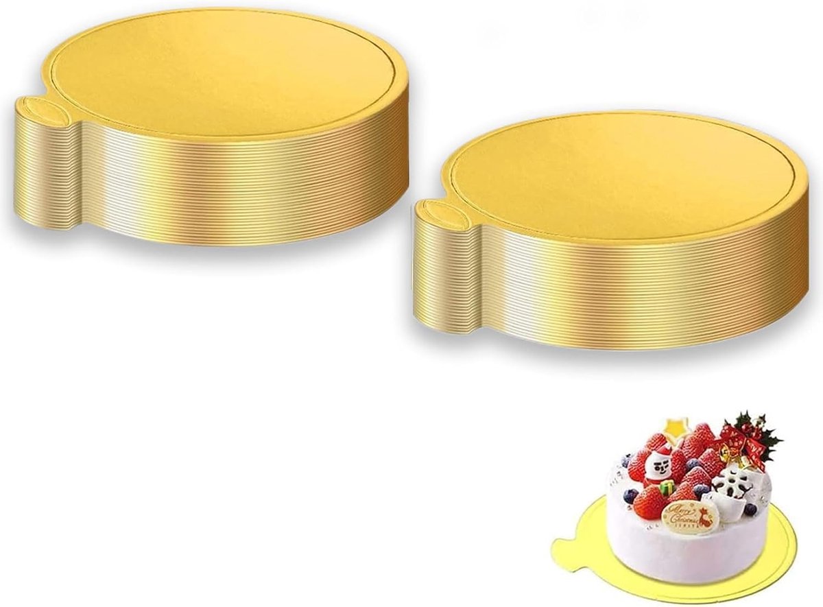 Taartborden, 100 stuks, goud, 8 cm, taartbord, mini-mousse, taartbord, rond, taartbodem, wegwerp, taartonderlegger, taartbord voor bruiloft, verjaardag, feest, dessertdisplay