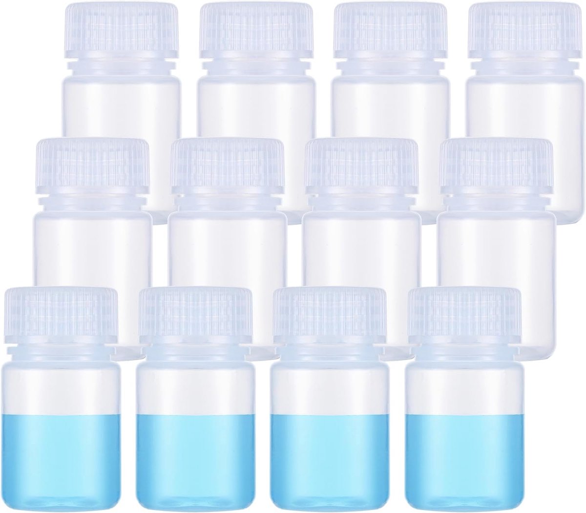 12 stuks plastic flessen, kunststof flessen met brede opening, PP zuigflesjes, kleine flessen om te vullen, kleine plastic flessen voor cosmetica, camping, reizen, shampoo, lotion, sap, melk, water