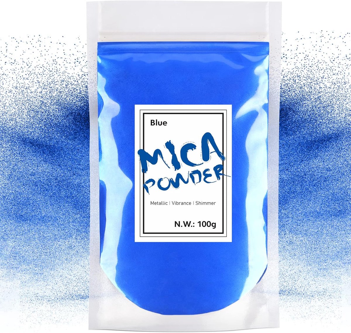 100g, Blauw Mica Poeder Natuurlijk Metaal Epoxyhars Pigment voor Kunstnijverheid, Verf, Zeep, Badbomben, Slijm, Kaarsen, Sieraden, Cosmetica, Nagelkunst