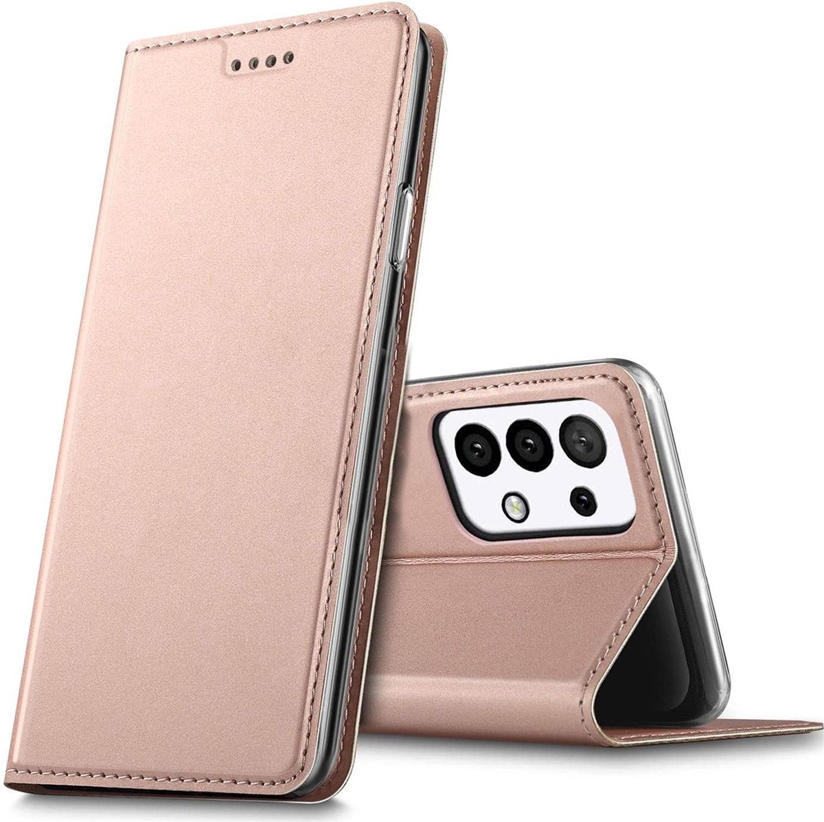 Hoesje voor Samsung Galaxy A72, Premium Kaartvak Flip Cover voor Samsung A72 Case [Magnetische Sluiting] beschermhoes, Roze