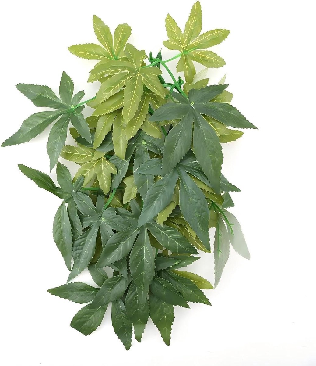 Aquariumplanten, aquarium nepbladeren, kunstmatige waterplant, groene hangende planten voor aquariumdecoratie, reptielen, terrarium, ornamenten, 40 cm