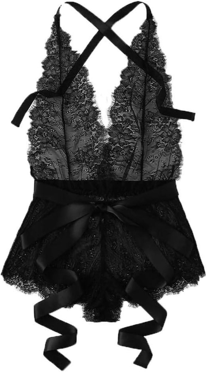 Lingerie & ondergoed Dames Sexy Lingerie Erotisch Lint Sexy Ondergoed Nachtkleding Jurk Korte Rok Bodysuit-Black_XXL