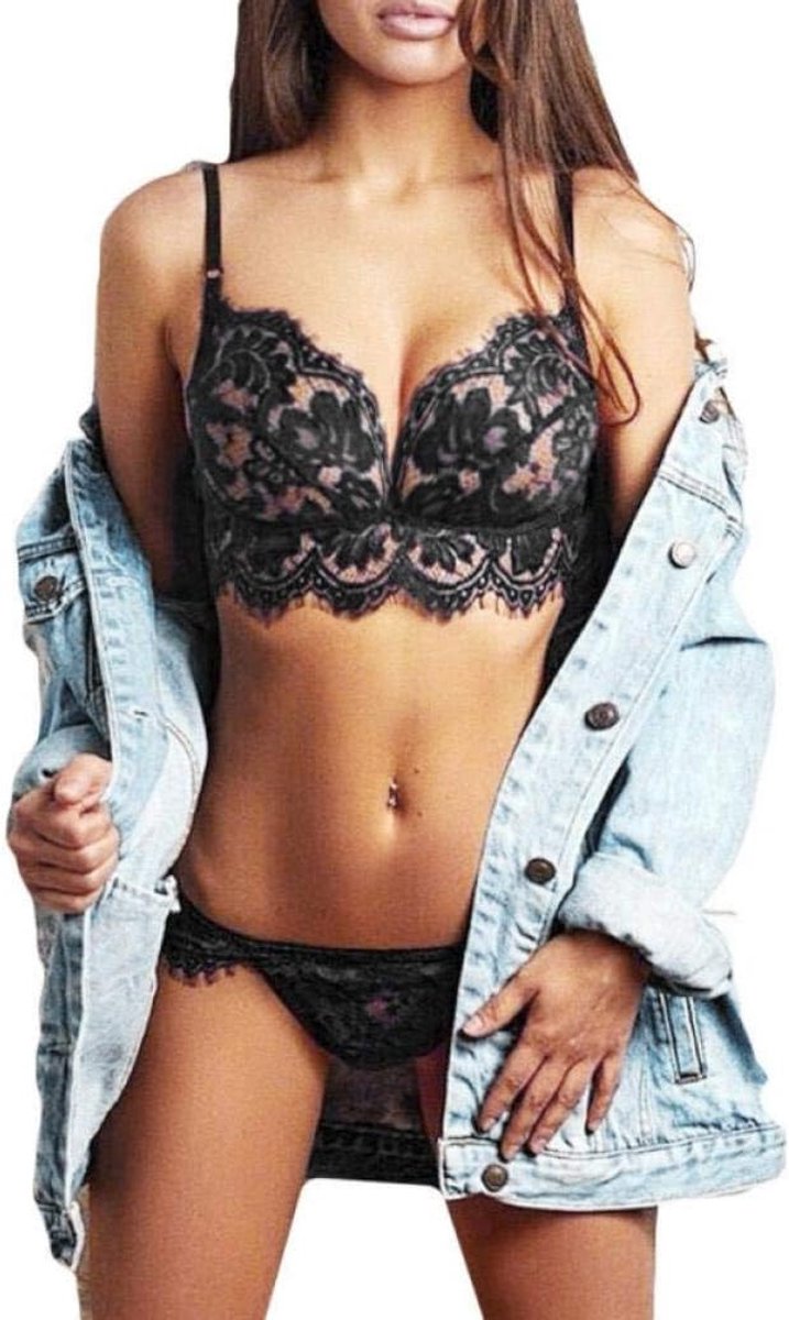 Babydolls, nachtjaponnen & negligés dames Ondergoed Vrouwen Sexy Lingerie Set Doorzien Kanten Beha Slips Nachtkleding Kostuum