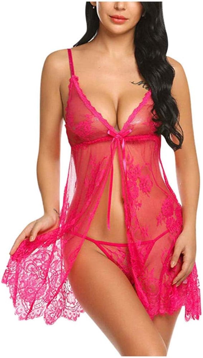 Bodystockings dames Vrouwen Kostuums Erotische Lingerie Porno Perspectief Beha Halter Verleiding Nachtkleding Sexy Lingerie Ondergoed-Hot_Pink_XL