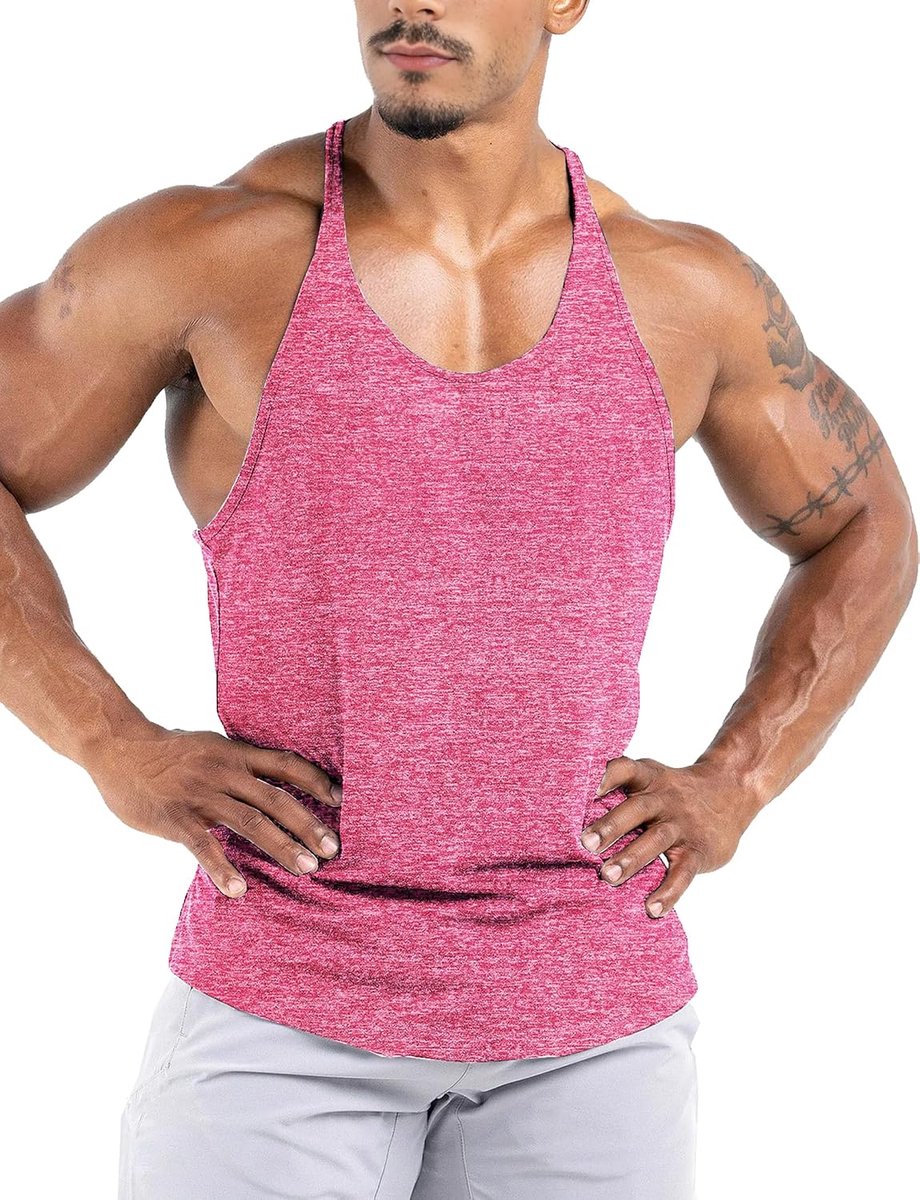 Tanktop voor heren, sneldrogend, elastisch, spiertraining