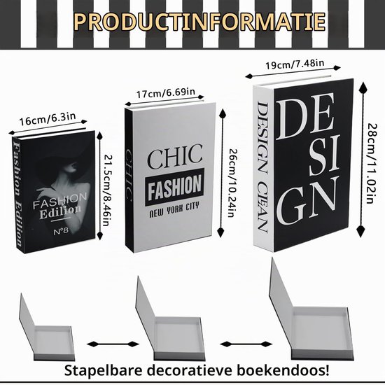 Boeken voor thuisdecoratie, set van 3, decoratief boekdoos, opbergdoos, nesting, boekenbox, nepboeken — afbeelding 2