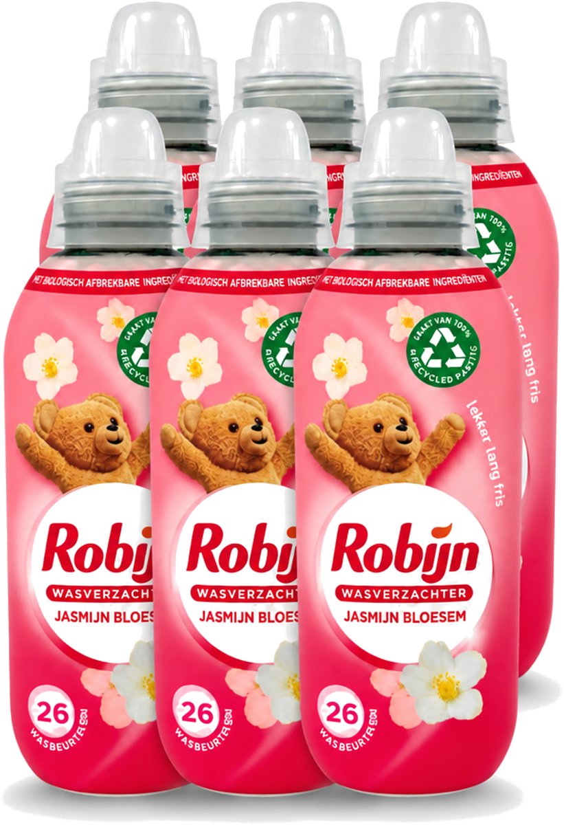 6 x Robijn – Wasverzachter – Jasmijn Bloesem – 650 ml - Voordeelverpakking - 6 stuks