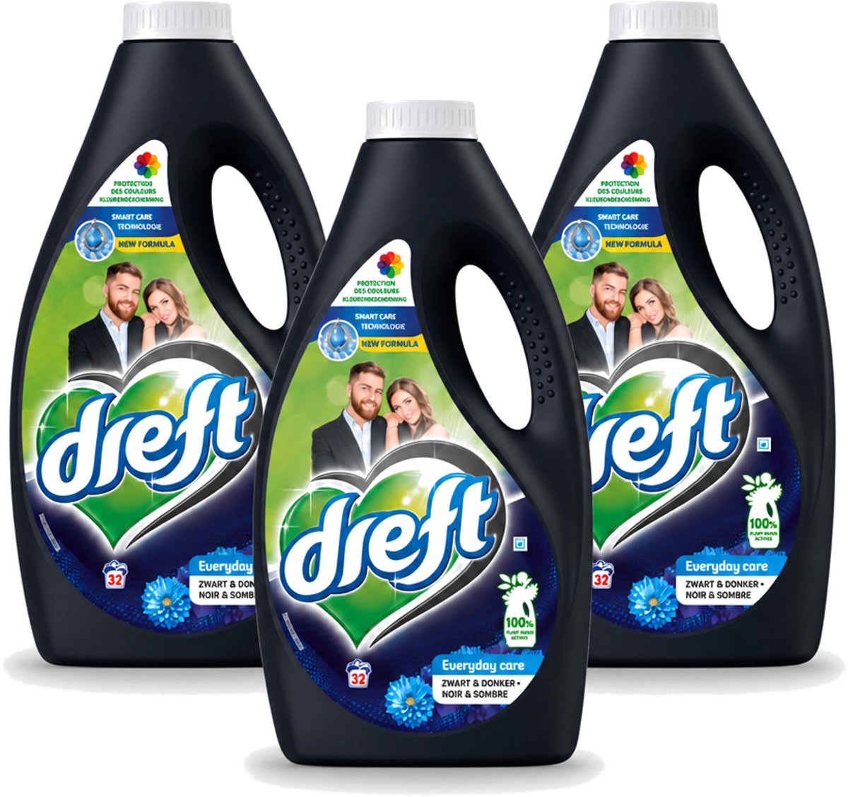 3 x Dreft – Vloeibaar Wasmiddel – Zwart & Donker – 32 Wasbeurten - Voordeelverpakking - 3 stuks