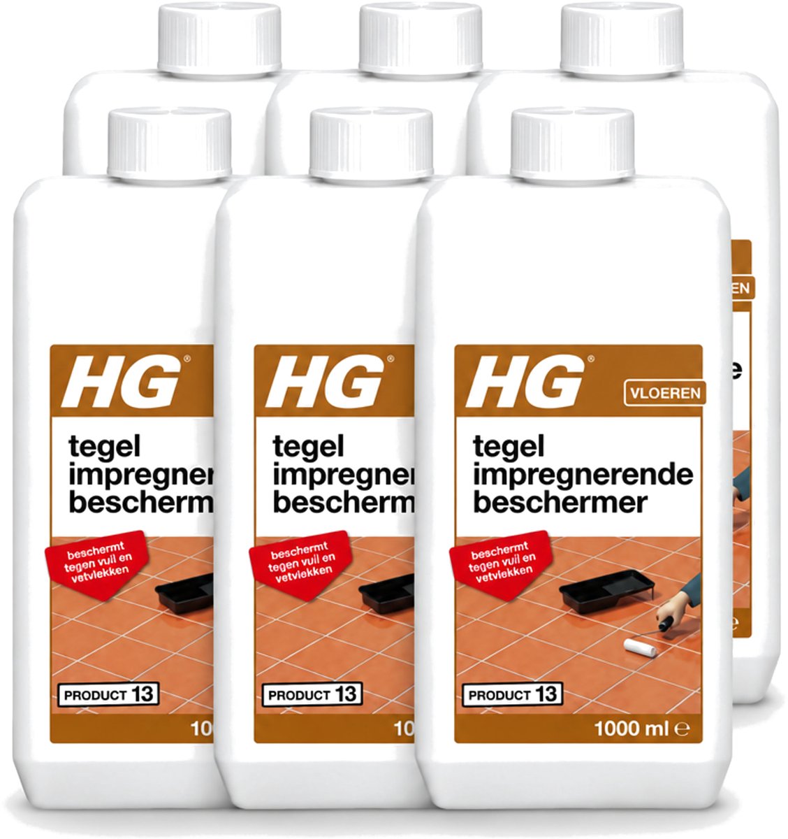 6 x HG - Vloeren - Tegel Impregnerende Beschermer - Beschermt Tegen Vuil & Vetvlekken - 1L - Voordeelverpakking - 6 stuks