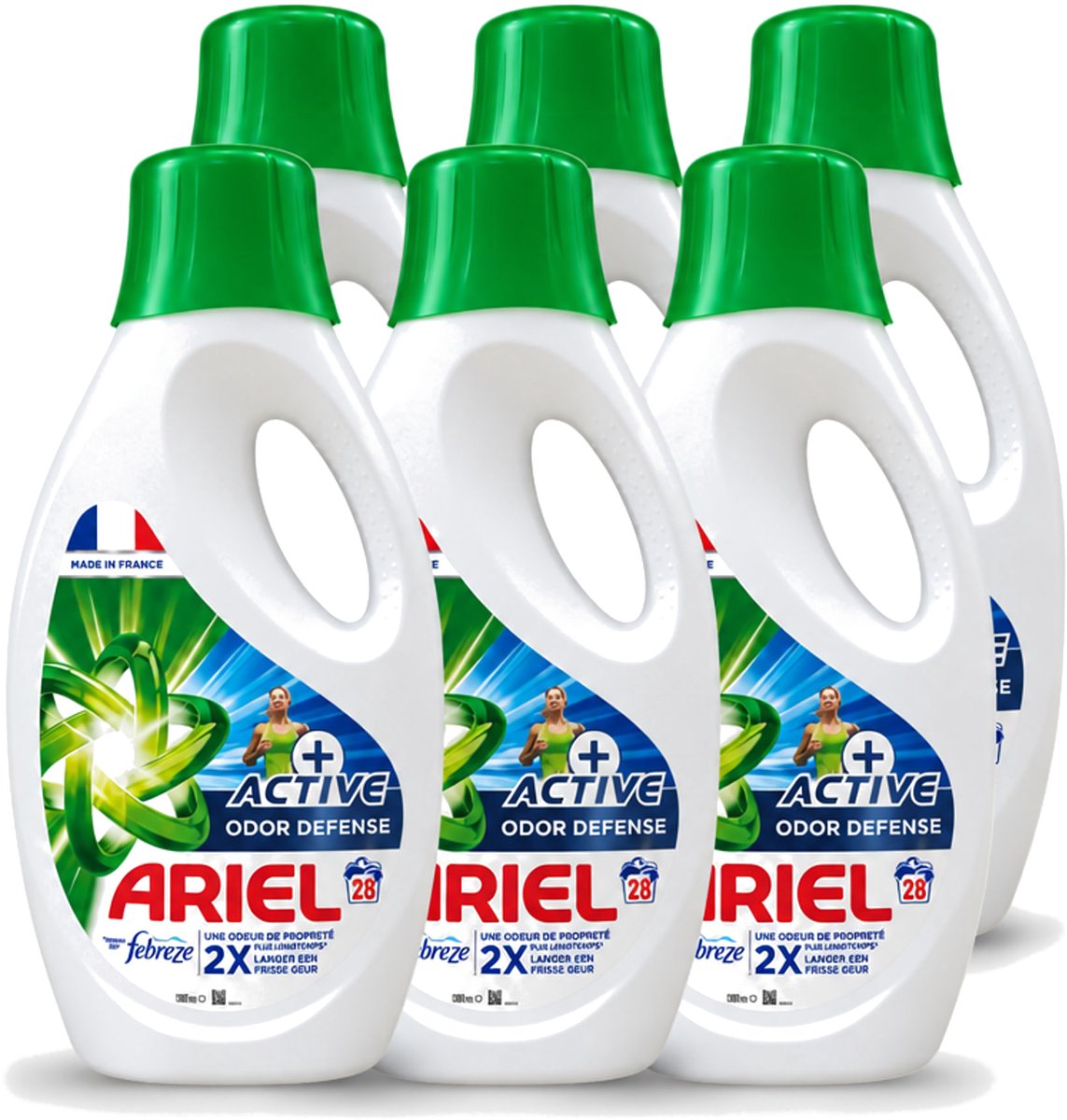 6 x Ariel – Vloeibaar Wasmiddel – Active Odor Defense – 1,26 L – 28 wasbeurten - Voordeelverpakking - 6 stuks