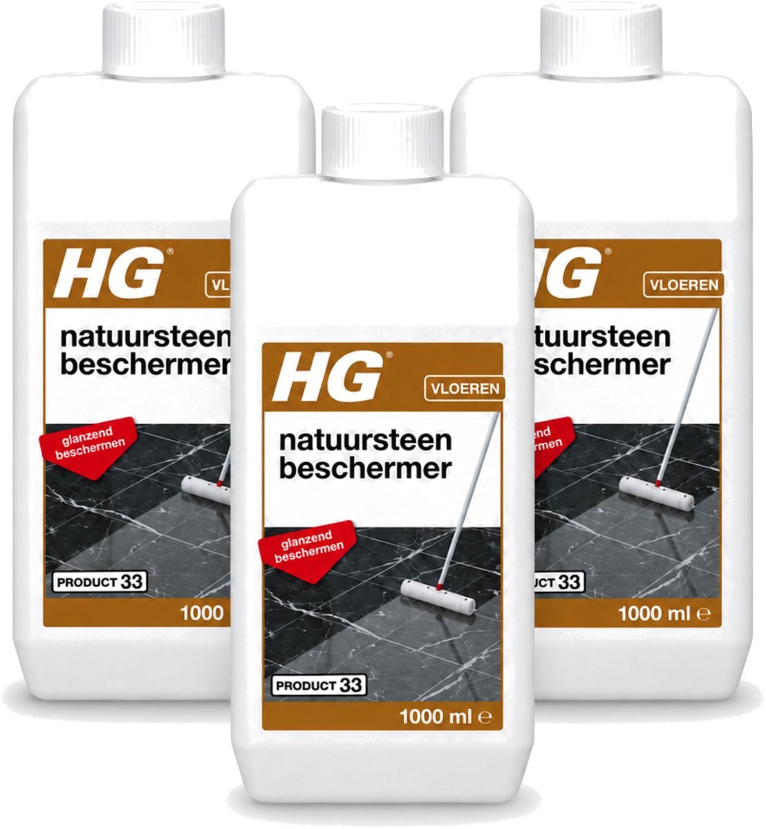 3 x HG - Natuursteen Beschermer - Glanzend Beschermen - Eenvoudig in Gebruik - 1L - Voordeelverpakking - 3 stuks