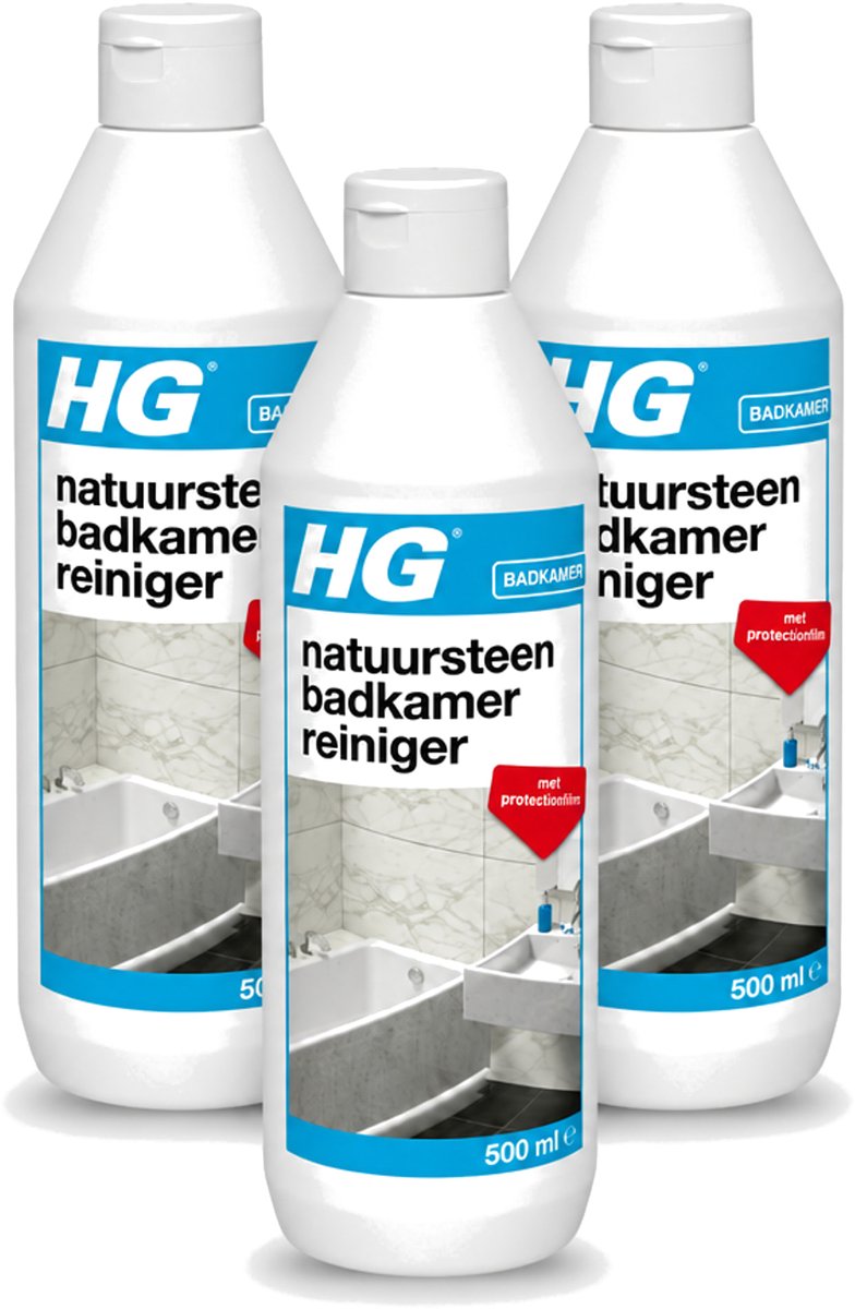 3 x HG - Natuursteen Badkamerreiniger - Beschermt & Reinigt - 500 ml - Voordeelverpakking - 3 stuks