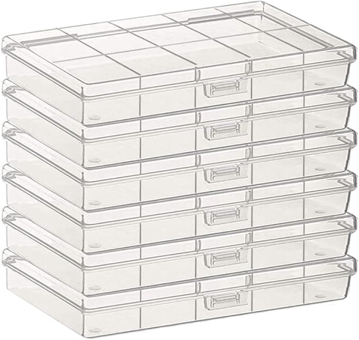 Gebildet 6 stuks transparante opbergdoosjes met 8 vakjes - kunststof organizers voor kralen, sieraden, pillen en kleine voorwerpen
