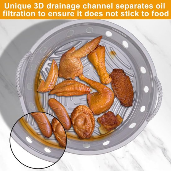 Vorm voor airfryer - luchtfriteuse schalen - accessoires voor luchtfriteuse met antiaanbaklaag, geschikt voor temperaturen tot 230 °C, gemakkelijk te reinigen (vierkant) — afbeelding 5