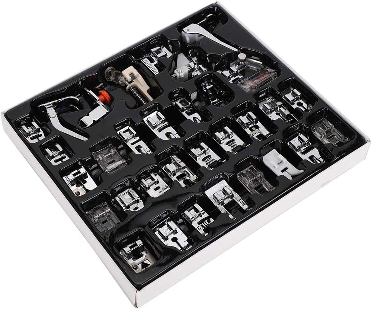 Multifunctioneel 32-delig Naaivoet Set van RVS, Accessoires voor Naaimachines voor Diverse Stoffen en Randafwerkingen