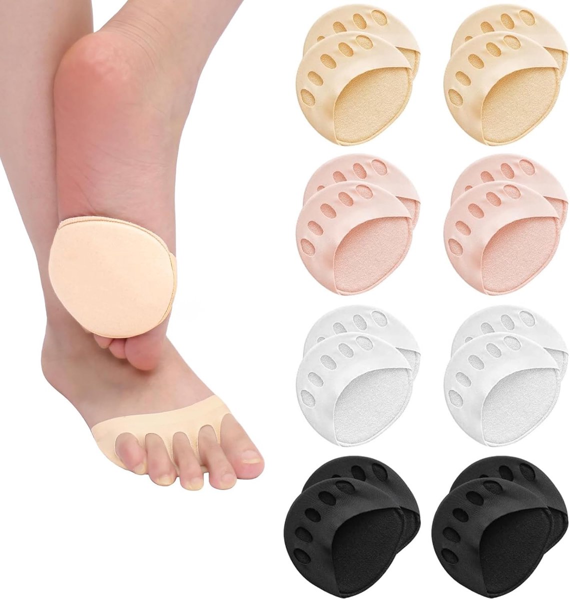 Sokken en halve sokken – 4 paar tenen, 4 paar antislip ballethakken