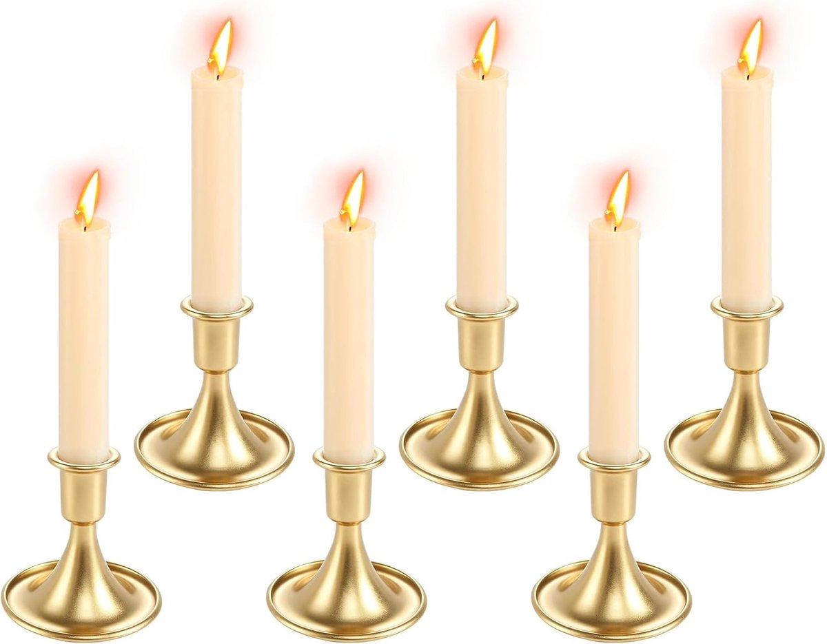 Goud 6-delige set, decoratieve vintage kandelaar