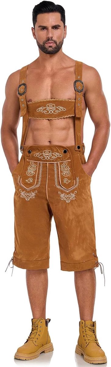 Verkleed kostuum voor heren, festivaloutfit in traditioneel design voor feesten en evenementen in de open lucht met decoratieve motieven