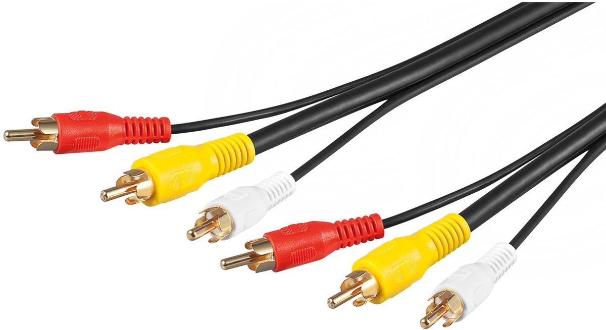 Goobay Composiet audio-video verbindingskabel, 3x RCA met RG59 videokabel, 3 x cinch-stekker naar 3 x cinch-stekker, 1