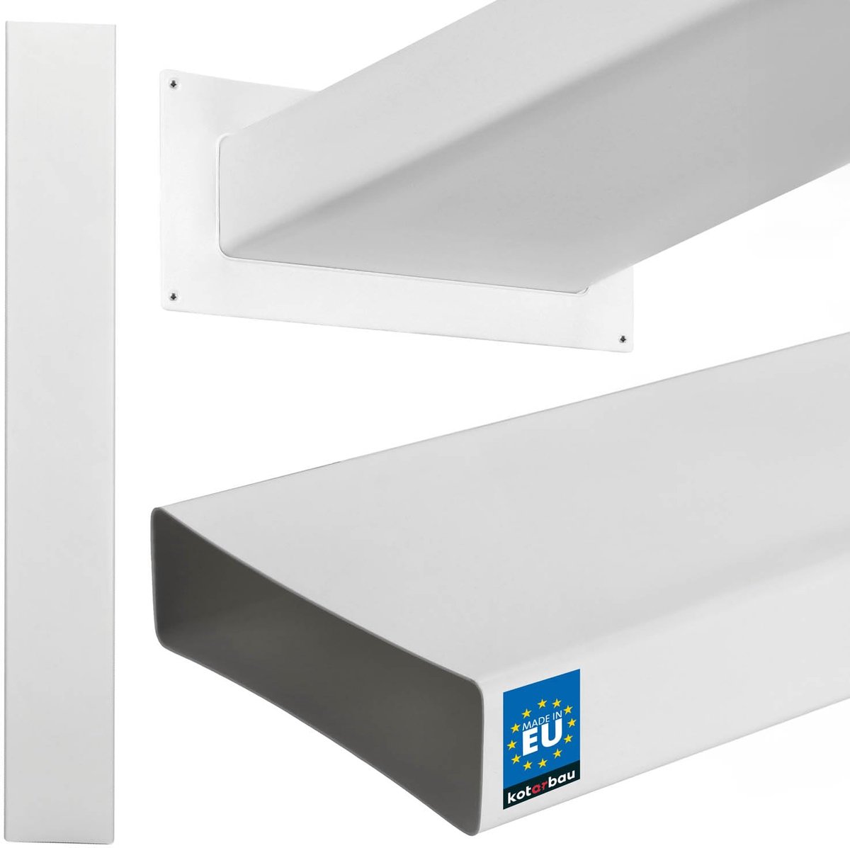 KOTARBAU® Plat Kanaal - Vlakkanaal 204 x 60 mm - Plat Luchtkanaal 150 cm Rechthoekig Ventilatiekanaal - Plat Kanaal - Ventilatiekanaal - Ventilatiebuis - Kabelgoot voor Kabels - Wit