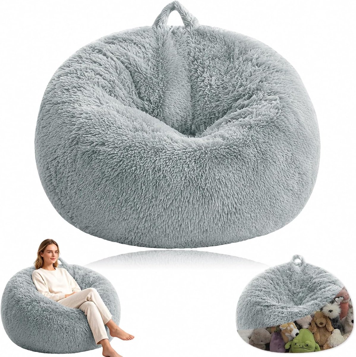 Yuragim Bean Bag Cover, 70 x 80 cm, No Filling, Cuddly Faux Fur Bean Bag Cover for Kids and Adults, Pouf Cover for - ShopVlot