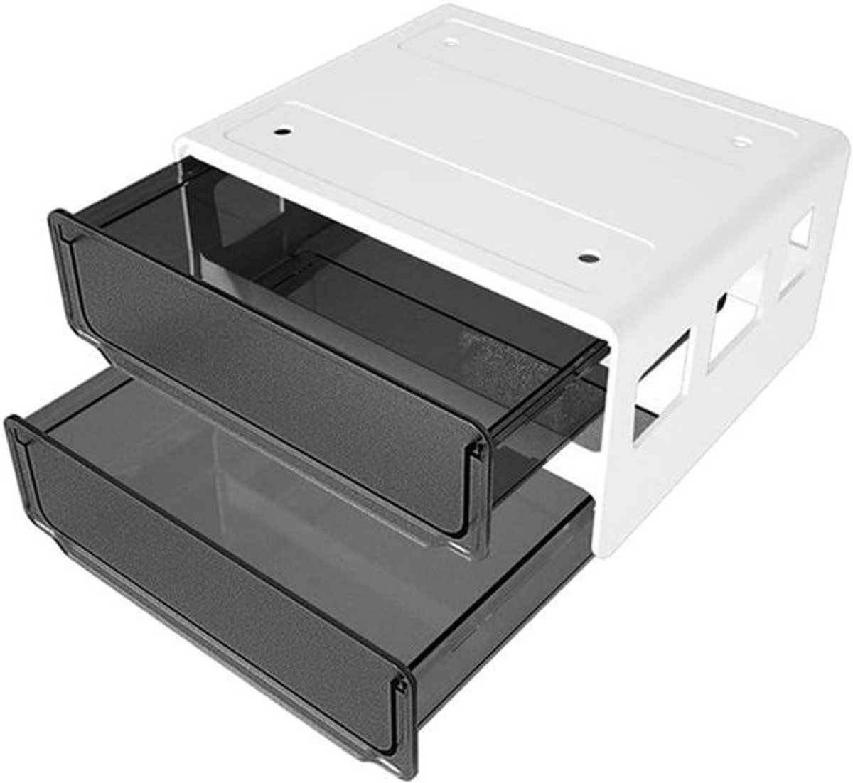 Opberglade voor onder het bureau - Verborgen organizer met schuiflade - Bureau organiseren - Zelfklevend ontwerp met 2 lagen - 24 x 20 cm