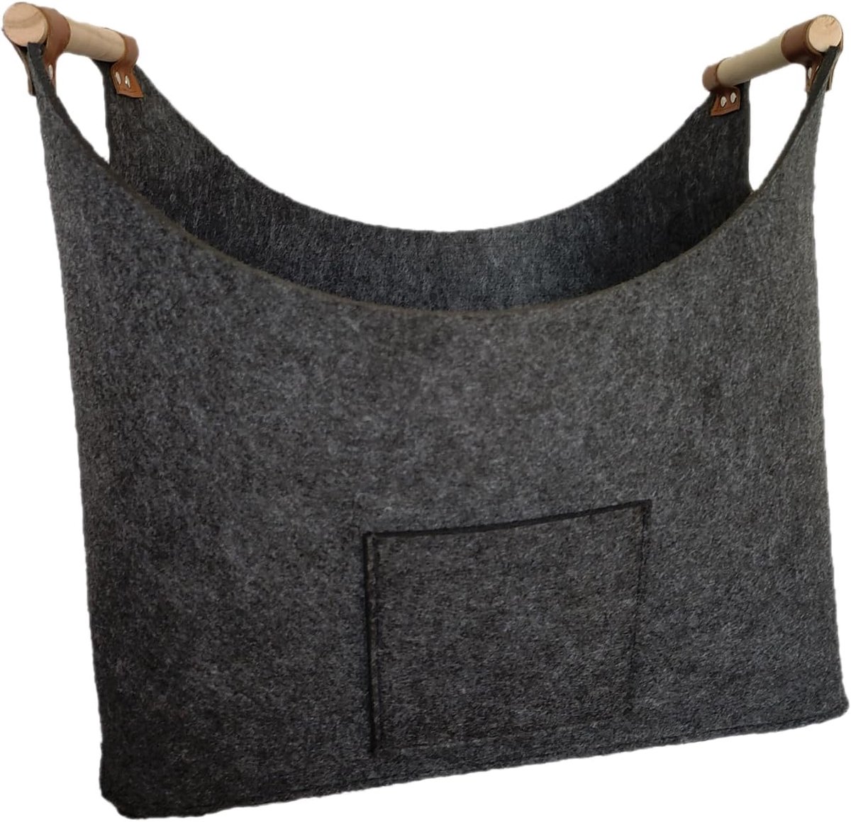 Vilten mand XL - donkergrijs met houten handvat - opvouwbaar - ideaal voor brandhout of winkelen - ShopVlot